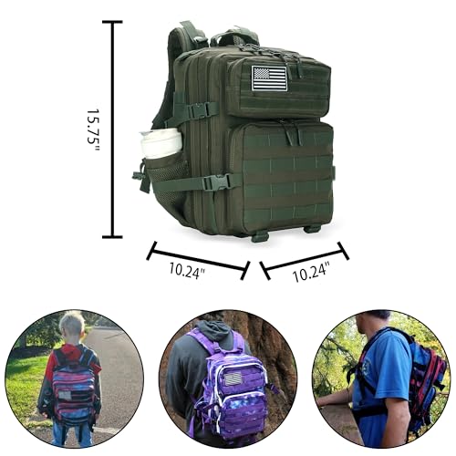 Lovelinks21 25L Military Tactical Backpack Small Assault Pack Molle Daypack for Men and Women for Work Travel Gym Outdoor Hiking Camping (Army Green) - color: Army Green