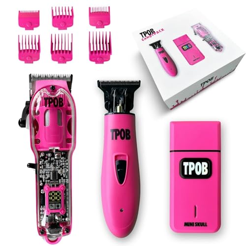 TPOB Slime 2 Candy Pink Clipper Trimmer Shaver Set Barber Hair Clippers in Matte Pink with Taper Blade - color: Candy Pack