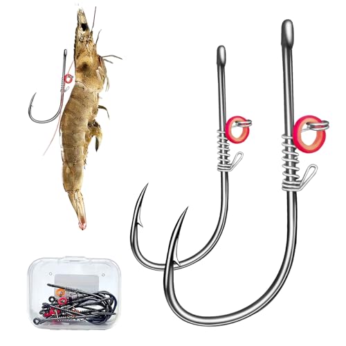 Fishing Hooks-Live Shrimp Fixed Hooks Carbon Steel Barbed with Holes,2/3/4Catfish Bass Fishing Hooks,That Can Adapt to Various Fishing