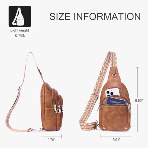 Anti Theft Crossbody Bags for Women Travel Chest Sling Bag Leather RFID Purse Fanny Pack Brown - color: Brown