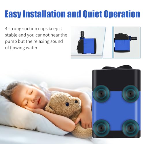 AQUANEAT Small Fountain Pump, 480 GPH Submersible Water Pump for Aquarium Fish Tank, Outdoor Water Fountain, Hydroponics, Pond Filter Pump - size: 480 GPH