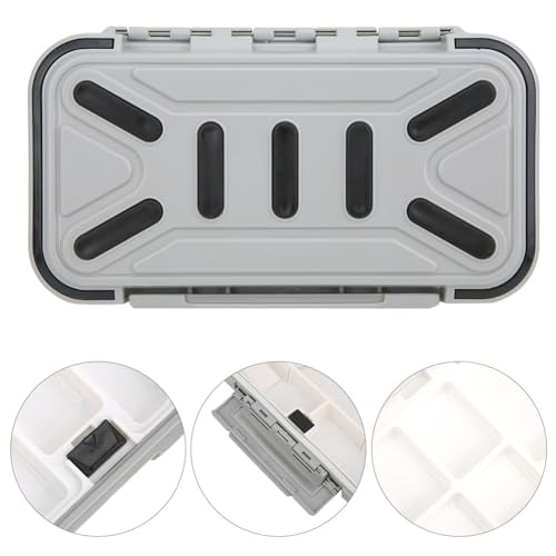 Portable ABS Water proof Fishing Tackle Box - Shockproof Lure Organizer with Removable Dividers for Baits, Hooks & Fishing Gear,6.5x3.7x1.8in(Grey)