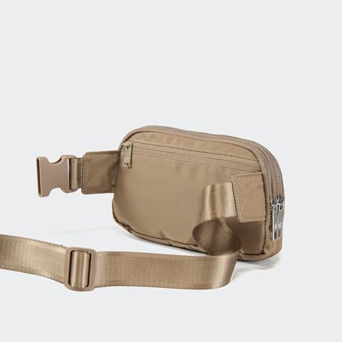 Pander Everywhere Belt Bag for Women, 5 Zipper Pockets Nylon Crossbody Fanny Pack Purse (Gray Brown) - color: Gray Brown