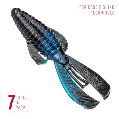 Strike King Rage Bug Fishing Lure, Soft Plastic Grub, Unique Design, Subtle Action - color: Black Blue Swirl, size: 4"