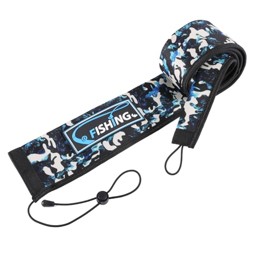 Lightproof Neoprene Fishing Rod Sleeve - Fishing Rod Cover for Storage & Transportation - Puncture Resistant Rod Sock for Casting, Trolling, Spinning Rods - color: Blue Camo, size: 65"