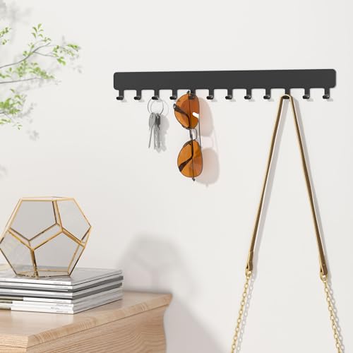 Bussdis Necklace Holder - Hanging Jewelry Organizer, Self-Adhesive, Wall Mount, 2 Pack, Black - color: Black, size: 9.84 inch