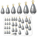 Casting Sinker Weights Assortment, 30PCS Teardrop Fishing Sinkers with Brass Swivel Loops, 1/8 oz to 3/4 oz, Drop Shot Weights for Bass Catfish, Freshwater Saltwater