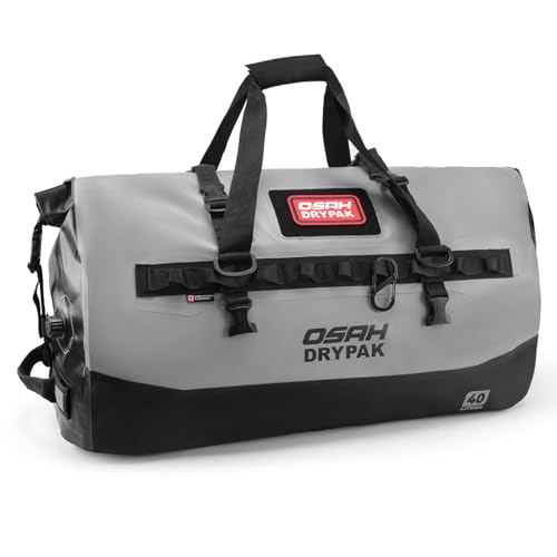 OSAH DRYPAK Waterproof Duffel Bag 25L/40L/60L – Heavy-Duty Motorcycle Tail Bag, Roll-Top Dry Bag for Travel, Camping, Boating, Kayaking, Outdoor Adventure - color: GREY, size: 40L