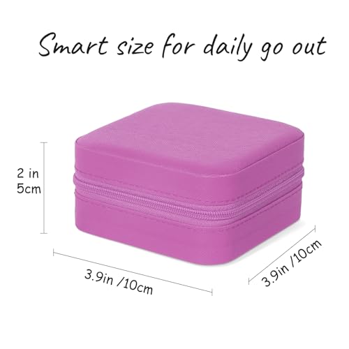 MFXIP Travel Jewelry Case Small Jewelry Box Jewelry Organizer Storage Case Portable PU Leather Mini Jewelry Travel Case for Girls Womens Earring, Necklace, Rings,Bracelets - color: Dark Purple