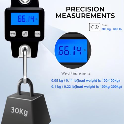 660 lbs/ 300kg Archery Bow Scale Hanging Handheld Scale Multifunctional Digital Tune Scale Peak Weight/Hold Weight for Recurve/Compound Bow (Black)