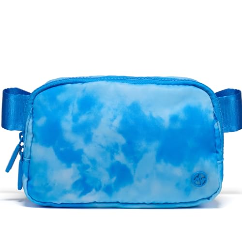 Pander Two Way Zipper Fanny Pack Nylon Everywhere Belt Bag for Women, Water Repellent Waist Packs, Crossbody Bags with Adjustable Strap (Cloud Blue) - color: Cloud Blue