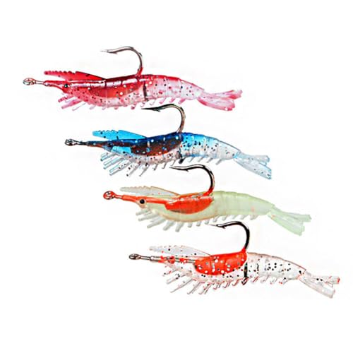 Pre-Rigged Shrimp Crawfish Soft Plastic Fishing Lures, Premium Durable Swimbaits for Freshwater Saltwater, Fishing Jigs for Bass- Amazing Fishing Gifts- Store Separately, Prevent Melting