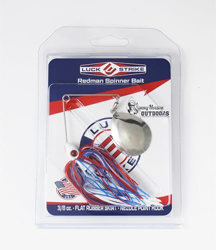 Luck E Strike Redman Spinner Bait by Jimmy Houston, 3/8 Ounce Colorado Spinnerbait - color: Red White Blue