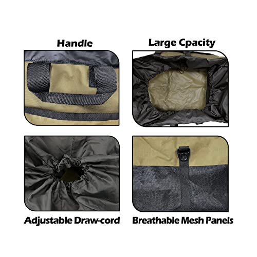 Riverruns Fishing Hunting Wader Bag with Vented Mesh, Waders Boots Bag, Fly Fish Storage Bag for Fishing, Hiking, Camping - color: Khaki, size: X-Large 108 L