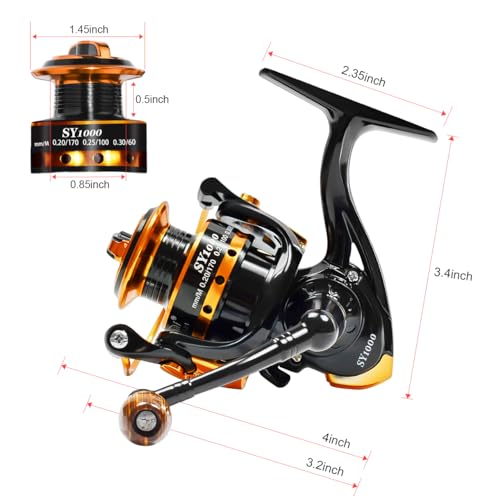 Summer and Centron Spinning Reels, 12 +1 BB Light Weight & Ultra Smooth Reel for Ice/Summer 3000/1000 Fishing Reel by QINGLER - color: SY1000