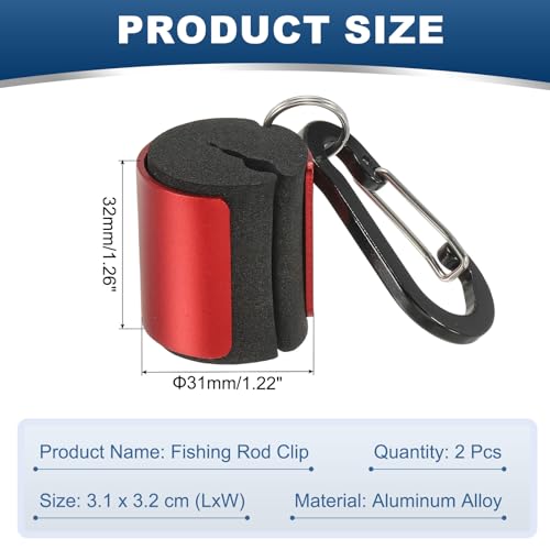 Fishing Rod Clips, Wearable Rod Holders with Keychain Portable Hand-Free - color: Red