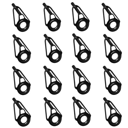16Pcs Black Fishings Rod Tip Ceramic Guide Rings Replacement Rod Tip Guide Fishings Rod Eyelets Repair Part Easy Installation, Reel Care Accessories