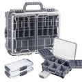 THKFISH Waterproof Tackle Box, Portable Fishing & Tackle Storage Box with Two 3500 Stowaway Boxes and Removable Dividers, Tackle Box, Thicker Floating Airtight Stowaway,Pink/Green/Blue/Grey - color: M-Grey