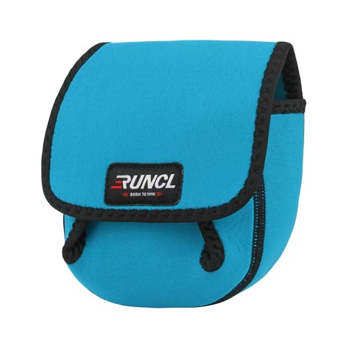 RUNCL Spinning Reel Bag – Protective Storage Pouch for Baitcasting Reels & Spinning Reels, Lightweight & Durable, Ideal for Freshwater & Saltwater Fishing Trips (Sky Blue& Black) - color: S-Sky Blue& Black