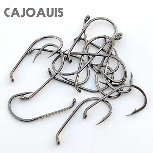 Baitholder Fishing Hooks 100pcs/ Pack Barbed Shank Down Eye Fishing Offset Hooks(8#-6/0) - size: 6#-100PCS