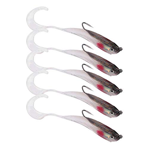 Soft Fishing Lures, 5Pcs Artificial Soft Baits Jig Head Soft Swimbaits with Hook for Saltwater/Freshwater Fishing - color: SO050-5