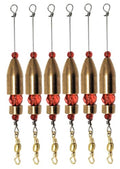 Reaction Tackle Carolina Rigs for Bass Fishing- Freshwater Saltwater - Brass Pre Rigged Kit- Fishing Weights Barrel Sinkers 6-Pack - color: Brass, size: 3/8 Oz