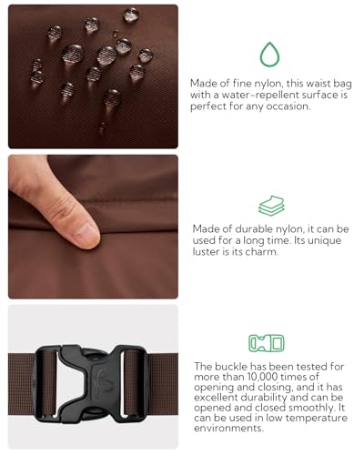 WATERFLY Fanny Pack Waist Packs: Large Crossbody Fanny Packs for Women Men with 5 Zipper Pockets Adjustable Strap Waist Bags Hip Pack for Traveling Cycling Running Hiking-Brown - color: Brown