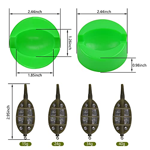 Carp Fishing Method Feeders Set,4pcs Inline Method Feeders with 1pc Quick Release Mould Bait Holder Tool Carp Fishing Tackle Accessories - color: Set C(15g,24g,34g,40g)