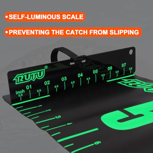 RUTU 53" Fish Ruler Glow in The Dark, Waterproof Fish Measuring Board, Foldable Fish Measuring Tape for Boats, Kayaks, Rafts and Outdoor Fishing, 53x8 inch, Glow-in-the-Dark Night Use - size: 53X8in Glow