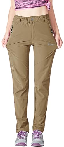 Rdruko Women's Hiking Pants Lightweight Quick Dry Water Resistant Outdoor Travel Fishing Pants with Pockets - color: Khaki, size: XX-Large