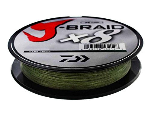 Daiwa J-Braid 300M 8-Strand Woven Round Braid Line - color: DARK GREEN, size: 15 lb
