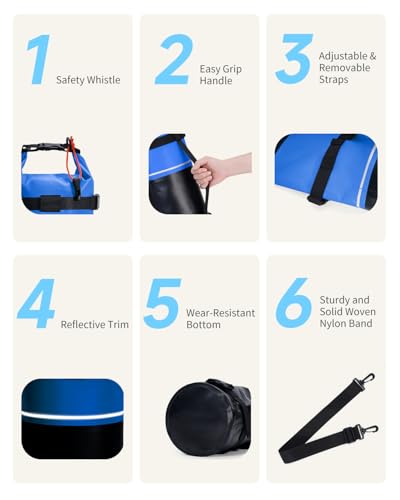 ECOHUB Waterproof Dry Bag for Women Men, 5L/10L/20L Roll Top Lightweight Dry Storage Bag Backpack for Travel Kayaking Hiking Floating with Waterproof Phone Case,Blue - color: Blue, size: 20L