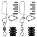VioraWhite 2 Sets Terminal Kit Fishing Snap with Swivels, Stainless Steel Fishing Snap Swivels Corrosion Resistance with Soft Bumper, Stainless Steel Thimble and Connector Sleeves