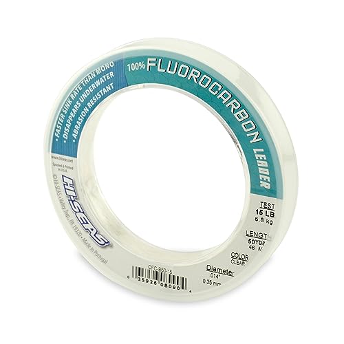 HI-SEAS 100% FLUOROCARBON Fishing LINE Leader - Clear Invisible Leader UNDETECTABLE to Fish, Fast Sinking 6LB-400LB - style: 0.016 in / 0.40 Mm, 15 Lb, 50 Yd