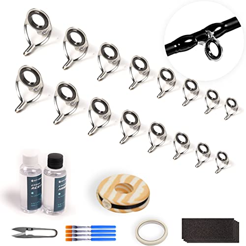 OJY&DOIIIY Fishing Rod Repair Kit, All-in-One Supplies for Fishing Pole Eyelets Replacement with Rod Guides,Epoxy Glue,Wrapping Thread and Tape - color: Casting
