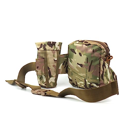 Fanny Pack Tactical Water Bottle Waist Pack Military Fanny Packs MOLLE Army Waist Bag Utility Hip Belt EDC Pack Bag for Outdoors Traveling Camping Hunting Running Cycling Fishing Dog Walking (CP) - color: CP