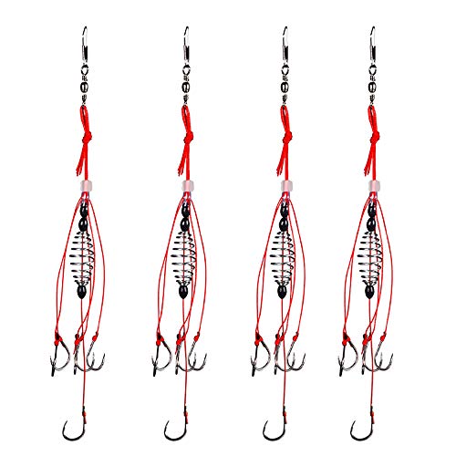 Dyxssm Trap Fishing Hooks Carp Fishing Baits Hook Lure with Fishing Spring Carp Feeder (Pack of 4) - size: 9#