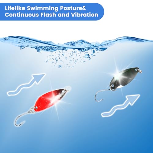 Doukado Premium Quality Fishing Lures, 12 Trout Spoons with Tackle Box, Versatile Fishing Gear for Anglers