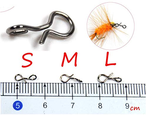 Greatfishing Fly Fishing Snaps Stainless Steel Quick Change, Fast Easy Fly Hook Snap, Combo Hook Snaps - color: 150pc 3 sizes snap combo