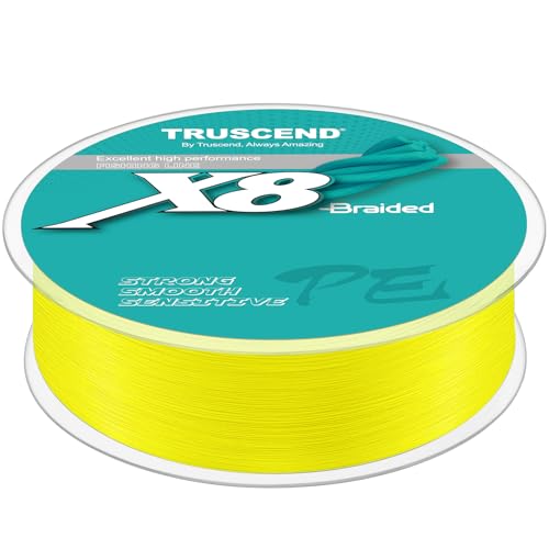 TRUSCEND X8 Braided Fishing Line, Durable and Valuable PE Braid Line for Professional, More Thinner More Smoother Performance for Casting Well, Must-Have Freshwater Fishing Gear, Fishing Gift for Men - color: Yellow, size: 15 LB (300 yards)