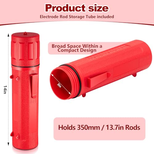 Zonon 2 Pcs Welding Rod Storage Tube 14 Inch Stick Electrode Storage Container Airproof Waterproof Canister (holds 350mm / 13.7in Rods)(Red) - color: Red