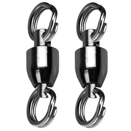 QISHUO Ball Rolling Bearing Swivel Saltwater High Strength Fishing Swivel Steel Bearing Connector Fishing Swivels Stainless Black Nickel 8lbs-135lbs - size: Size 2(19lb) 25 pcs