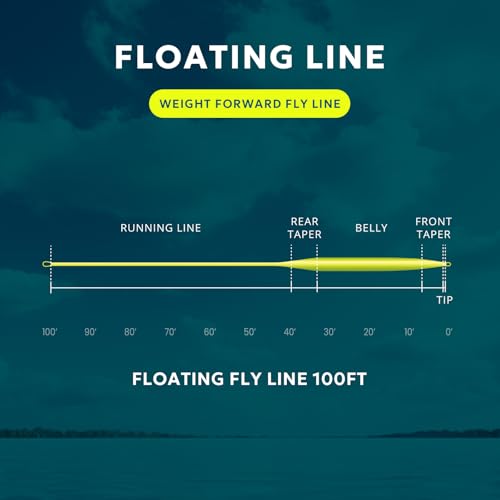 SF Fly Fishing Line Weight Forward Floating Fly Line for Fly Fishing 3wt 4wt 5wt 6wt 7wt 8wt 100FT Double Welded Loops - color: Fluo Yellow, size: WF3F 100FT