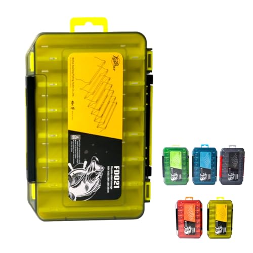 Waterproof Double-Sided Fishing Tackle Storage Box – Large Yellow Lure Organizer for Hooks, Accessories & Terminal Tackle, Portable & Clear Case - color: Yellow, size: Large