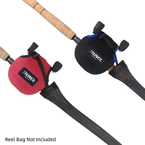 RUNCL Fishing Rod Sleeves & Reel Bags, Spinning/Casting Rod Socks & Spinning/Baitcasting Reel Covers - Protection Solution, Space Saver, Perfect Storage - Fishing Pole Sleeves & Reel Pouch (2 Pack) - color: Casting Rod Sleeves*2pcs,(Black)