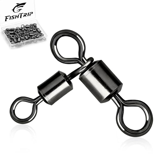 FishTrip 3 Way Fishing Swivels Tackle, 25/50PCS Heavy Duty Three Way Barrel Swivels for Bottom & Dropper Rigs, Corrosion Resistant 3-Way T-Turn Swivel for Freshwater & Saltwater Fishing 7LB-209LB - size: 3/0*2/0_157Lbs_25pcs