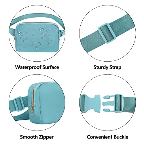 VOROLO Fanny Pack For Women And Men Crossbody Bag Belt Bag | Adjustable Strap Graduation Gifts Lightweight Travel Running - color: Black+Light Blue