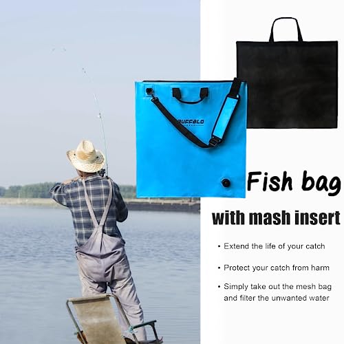 Buffalo Gear Fish Tournament Weigh in Bag for Bass Fishing, Heavy Duty Fish Bag for Caught Fish Waterproof,Leakproof,Puncture Resistant - color: Blue-24×25in