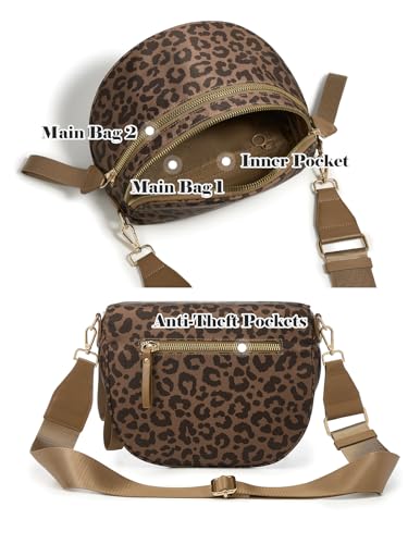 Pure Colour Crossbody Bag Bum Bag for Women,Spacious Purse Fanny Packs Belt Bag,Oversized Bum Bag (Brown Coffee Leopard Print Bum Bag) - color: Brown Coffee Leopard Print Bum Bag