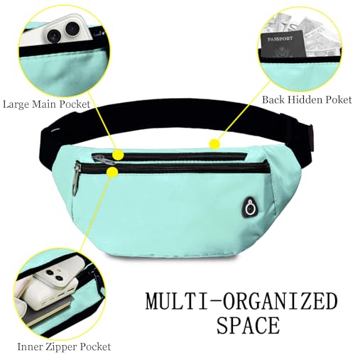 Fanny Pack for Women Men,Crossbody Fanny Pack Water Resistant Sports Waist Bag Pack, Belt Bag for Travel Hiking Running - color: 1pack-lightgreen
